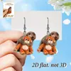 Pendientes Acrílicos Transfronterizos de Mono Pequeño Abrazado Estilo Plano Europeo y Americano Versátiles Nuevos Pendientes Estampados Moda Diaria 2D