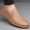 En stock Estilo Japonés Transpirables Zapatos Casuales para Hombre Otoño e Invierno Nuevos Zapatos para Hombre Estilo Coreano Mocasines Slip-on Cuero Genuino Zapatos Blancos para Hombre