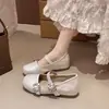 Exquisitos zapatos Mary Jane cuadrados con hebilla de strass estilo francés para mujer, nuevo modelo primavera 2026, zapatos de una sola tira con un elegante tacón grueso