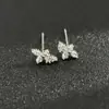 Pendientes de Plata S925 con Forma de Mariposa y Diamantes en Forma de Pera, Pendientes de Lujo Ligero y Elegantes, Regalo para Novia