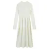 150 Vestido Tricot Longo Outono Inverno Petite Feminino Saia Base Interna Estilo Francês Cintura Linha A Comprimento Médio