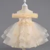 Vestido de Un Hombro de Alta Gama para Dama de Honor de Cumpleaños Boda Vestido de Presentación Vestido de Banquete Transfronterizo Vestido de Fiesta con Volantes Elegante para Niña