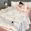 Conjunto de Colcha de Seda Gelada de Verão Lavável à Máquina com Quatro Peças para Dormitório de Verão Colcha Individual/Casal com Ar Condicionado Colcha Fina Capa Bordada