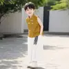 Novo Conjunto de Colete Sem Mangas Estilo Nacional Hanfu Traje Tang Chinês Infantil para Meninos, Eventos, Desfiles de Moda, Primeiro Aniversário, Fotografia