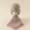 Conjunto de Dos Piezas de Gorro y Bufanda para Niños de Otoño e Invierno Conjunto de Gorro de Punto para Bebé Niños y Niñas Gorro Cálido con Protección para Orejas Estilo Coreano
