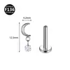 Novo piercing lábio unha 0,9 dentes F136 liga de titânio lua raio cone piercing lábio piercing orelha tragus zircônia 5A