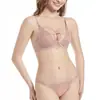 Conjunto de lencería estilo francés con tirantes sensuales, copas de orejas de conejo, encaje bordado, sujetador push-up para busto pequeño anti-caída