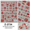 Redanco nuevo relieve 5D año nuevo fortuna suerte pegatinas de uñas puerta de la suerte pegatinas de uñas estéreo Z-2737