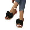 Sandalias planas de mujer transfronterizas con lazo, nuevas sandalias de moda para verano 2025, chinelas para mujer