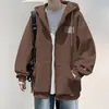 Sudadera con capucha para hombre, chaqueta casual de moda para primavera y otoño, chaqueta tipo béisbol con diseño estampado para estudiante, abrigo gris