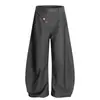 Pantalones Casuales de Pierna Ancha Recta de Pierna Recta para Mujer, Negros, de Hoja Curva, para el Trayecto de Primavera y Otoño, Ajuste Relajado, Directo de Fábrica