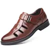 Sandalias de Piel Suave para Hombre, Verano Piel Genuina, Zapatos de Piel Transpirables con Agujeros, Sandalias de Suela Suave, Zapatos de Papá con Puntera Hueca, Dropshipping