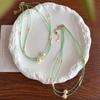 Collar de Cadena para Bebé Guofeng Vintage de Alta Calidad con Esmeralda Sintética y Perla