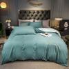 Juego Sencillo de Cuatro Piezas de Sábanas de Cama al por Mayor Bordadas Cepilladas de Lujo Ligero, Fundas de Edredón, Ropa de Cama Juego de Tres Piezas de Algodón Puro Lavado