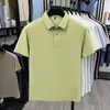 Camiseta Masculina, Camisa Sem Costura de Alta Qualidade, Camisa Polo Fresca de Seda de Gelo de Manga Curta, Top Casual Liso de Verão Masculino