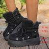 Botas de Nieve Cálidas Transfronterizas de Comercio Exterior 2025 Invierno Nuevas de Suela Gruesa Talla Grande Forradas de Felpa con Correa Cruzada Zapatos de Algodón del Noreste para Mujer