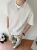 Camiseta Casual de Manga Corta de Color Sólido, Corte Holgado y Tela Pesada para Hombre, Verano 2025, Caída Suelta, Anti-Arrugas, Cuello Redondo