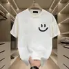Camiseta Masculina Tendência de Luxo Manga Curta Verão 2025 Novo Estilo Ins Solta Fina Gola Redonda Algodão Puro Top Fresco Tee