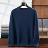 Capa base de punto de cachemira para Otoño e Invierno, suelta, para el trabajo y el commute, jersey de punto de siete puntadas, engrosada, cuello redondo, manga larga cálida para hombre