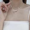 Collar de Perlas con Lazo Estilo Ballet, Collar Apilado, Cadena de Clavícula de Plata Rota de Alta Gama, Nuevos Accesorios Nicho para Mujer 2024