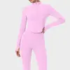 Jaqueta de Yoga Feminina Slim Fit Outono Inverno Secagem Rápida Apertada Zíper Gola Alta Manga Longa Top Casual Sport Fitness Roupas Jaqueta