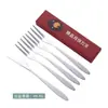 Cuchillo para Pasteles de Luna 304 Transfronterizo Tenedor para Pasteles Acero Inoxidable Tenedor de Dos Púas Tenedor para Postres y Frutas Festival de Medio Otoño Juego de Cuchillo y Tenedor para Pasteles de Luna