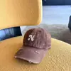 Nueva Moda Trendy Europea y Americana de Primavera y Otoño Gorra de Béisbol de Mezclilla Simple Gorra Bordada con Letra N Retro Desgastada