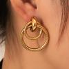 Aretes de Aro Transfronterizos, Aretes de Tuerca Irregulares, Aretes de Acero Inoxidable, Aretes de Acero de Titanio, Aretes de Aro Multicapa, Aretes para Mujer