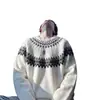 Venta al por mayor de artículos listos para enviar para el comercio internacional: Suéteres con estampado retro 2026, tops de punto de cuello redondo otoño/invierno con un diseño elegante, ropa de hombre de moda