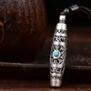 Colgante de Cuenta Dzi de Tres Ojos Plateado, Collar Vintage Hueco de Estilo Étnico para Hombres y Mujeres, Venta Directa del Fabricante