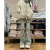 Jeans acampanados vintage lavados teñidos con lodo amarillo para mujer, nuevo estilo primavera y otoño, cintura elástica, corte ajustado, pantalones bootcut favorecedores