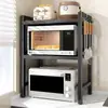Estante Retráctil de Almacenamiento para Horno de Microondas para Encimeras de Cocina del Hogar, Soporte de Estante de Almacenamiento Multifuncional de Múltiples Niveles para Horno y Arrocera