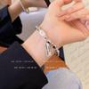 Pulsera asimétrica con costura de perlas y frijol para mujer, nueva pulsera con colgante cuadrado de marca, pulsera de alta calidad, pulsera de hilo apilable que combina con todo.
