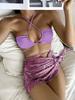 2025 Europeo y Americano Nuevo Falda con Cordón Malla Traje de Baño de Tres Piezas Bikini Bikini Transfronterizo