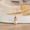 Europeu e Americano Transfronteiriço Novo Papai Noel Árvore de Natal Boneco de Neve Micro Esmalte Colar Corrente de Clavícula de Natal Outono e Inverno para Meninas