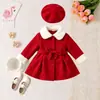 Set de 26 piezas de cuello con flecos estilo navideño de otoño e invierno, abrigo de lana entallado a la cintura y boina para niños pequeños, elegante y moderno, en stock