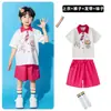 Fantasias de Performance para Cheerleading Infantil, Saias Tutu Rosa-Choque para Jardim de Infância, Trajes de Performance para 1º de Junho, Uniformes para Reunião Esportiva do Ensino Fundamental