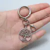 Llavero colgante retro de aleación del Árbol de la Vida con trébol de la suerte y letra, accesorio para mochila, superventas transfronterizo de Amazon