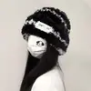 Chapéu de Lã Tricotado de Inverno Cabeça Grande Outono e Inverno Urso Fofo com Orelhas Mostrando o Rosto Chapéu de Veludo Outono e Inverno Solto Quente Proteção para as Orelhas