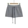 Primavera XZ2509-25 Nuevo Estilo Europeo y Americano Holgazán Casual Raya Color Contraste Cordón Cintura Elastizada Pantalones Cortos Tejidos