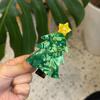 Nuevo Clip Navideño de Ácido Acético Perla Árbol de Navidad Personalidad Divertido Accesorios para el Cabello Navideños Pinza de Tiburón Femenina Tocados Transfronterizos