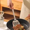 Cuchara y Espátula de Cocina Engrosadas de Acero Inoxidable 304 con Gancho de Doble Pinza, Cuchara Ranurada con Mango de Madera Anti-quemaduras, Espátula para Freír, Cuchara para Gachas