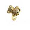 Anel de zircônia micro-cravado, anel aberto ajustável, banhado a ouro claro 14k, anel de urso fofo, acessórios de joalheria para as mãos 1