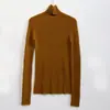 [No se aceptan devoluciones ni cambios en artículos con descuento] Suéter de capa base sin costuras, de una sola pieza, de cuello alto, delgado, 100% lana para mujer, tejido ajustado y que realza la figura