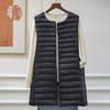 Chaleco Ligero de Plumas para Mujer, de Longitud Media, Cuello Redondo, Nuevo Estilo Otoño e Invierno, Top Convertible de Cuello en V