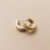 Hebilla de Oreja Bicolor de Plata S925 Ailoqi Estilo Ins Europeo y Americano Brillante Fresco Simple Pendientes de Doble Anillo con Separación de Color M03408