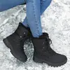 Botas de Nieve de Invierno para Mujer Zapatos de Algodón Cálidos de Felpa Resistentes al Desgaste Deportes al Aire Libre Caña Alta con Cordones Talla Extra Transfronterizas Botas de Mujer