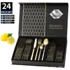 410 Popular Transfronteiriço Amazon Conjunto de Talheres de Aço Inoxidável com 24 Peças - Faca, Garfo e Colher - para Hotel, Casa, Mesa - Caixa de Presente