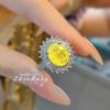 Anillo de flor de hielo de moda de lujo ligero, pendientes de diamante amarillo de la suerte, colgante de tesoro de color, collar de diamantes de alto carbono, joyería para mujer
