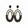 Pendientes Ovalados Tachonados con Diamantes de Estilo Vintage, Pendientes de Moda Únicos, Diseño de Nicho, Pendientes de Gama Alta para Mujer